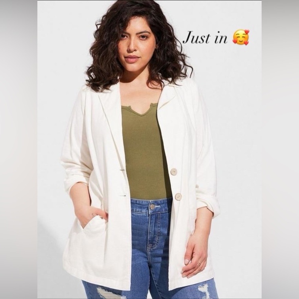 Torrid ivory Blazer with Button Accents